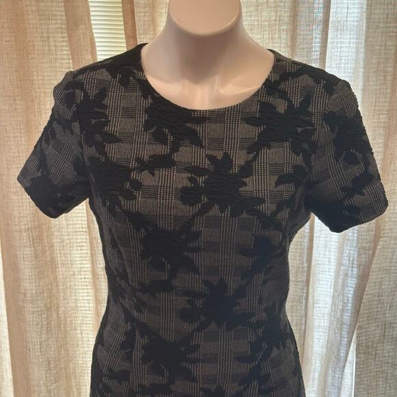 Brooks Brothers Sheath Dress sz 6 Short Sleeve Dress Black Grey Print